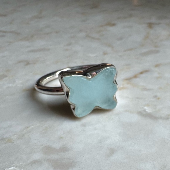 NWOT Sundance Graceful Butterfly Ring Aquamarine Sterling Silver